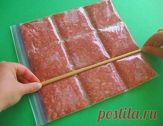 Замораживай фарш правильно!Так мясо удобно ломается. | Хитрости Жизни
