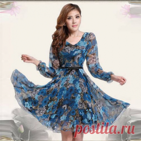 dress heels Picture - More Detailed Picture about Print Dress 2014 New Arrival OL Dress Plus Size Chiffon Dress Spring Floral Dresses Long Sleeve Dress Free Shipping WQL1278 Picture in from thomas tong's store. Aliexpress.com | Alibaba Group