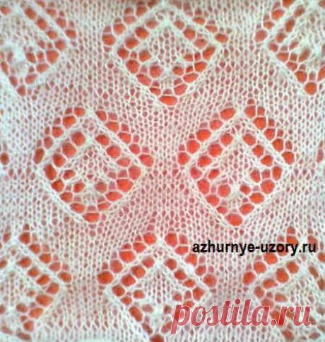 Узор спицами с ажурными ромбами | Ажурные Узоры