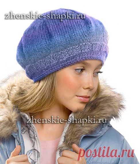 Вяжем берет для девочки спицами