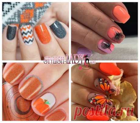 Оранжевый маникюр - более 50-ти идей с фото