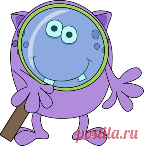 Monster with Magnifying Glass Clip Art - Monster with Magnifying Glass Image