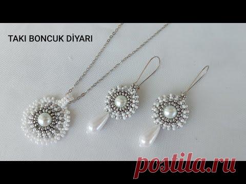 Элегантный ожерелье и серьги набор с жемчужными бусинами изготовление / элегантный вырез и ушной набор с жемчужными БИСЕРАМИ #поделки​