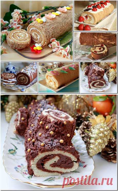 Десять рецептов вкуснейших домашних бисквитных рулетов.