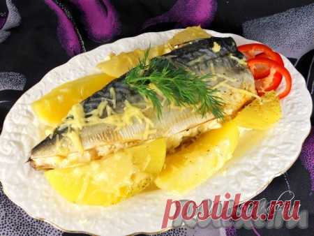 Запеченная скумбрия с сыром - рецепт с фото