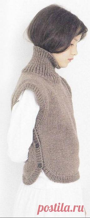 Отличная и ну очень простая безрукавка для девочки от наших японских коллег.