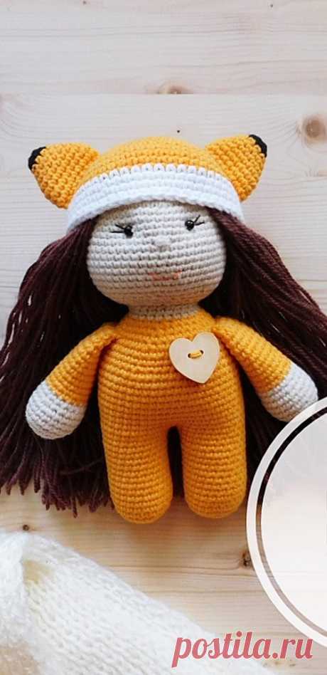 PDF Девочка Лисичка крючком. FREE crochet pattern; Аmigurumi doll patterns. Амигуруми схемы и описания на русском. Вязаные игрушки и поделки своими руками #amimore - Кукла, куколка.