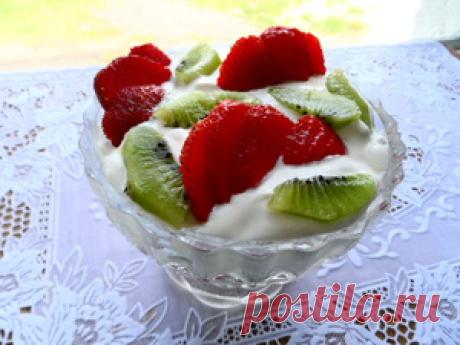 Десерт с зефиром,клубникой и киви. рецепт с фотографиями