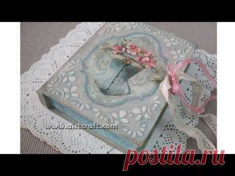 Decoupage tutorial - DIY. Vintage Book Box with Key