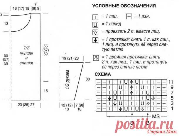 . Ажурный пуловер спицами - Вязание - Страна Мам