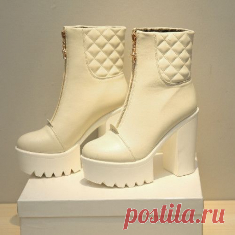 boots synthetic Picture - More Detailed Picture about 2015 New Fatory High Heels Warm Ankle Boots Shoes Round Toe Platform Women Square High heel sexy zip Autumn Boots Real Photo Picture in Women's Boots from charming show | Aliexpress.com | Alibaba Group