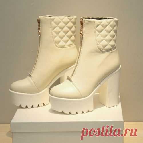 boots synthetic Picture - More Detailed Picture about 2015 New Fatory High Heels Warm Ankle Boots Shoes Round Toe Platform Women Square High heel sexy zip Autumn Boots Real Photo Picture in Women's Boots from charming show | Aliexpress.com | Alibaba Group