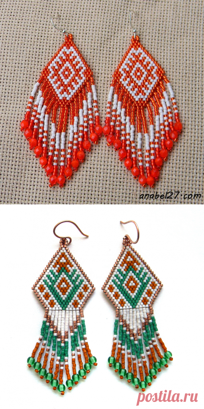 Серьги из бисера славянские узоры