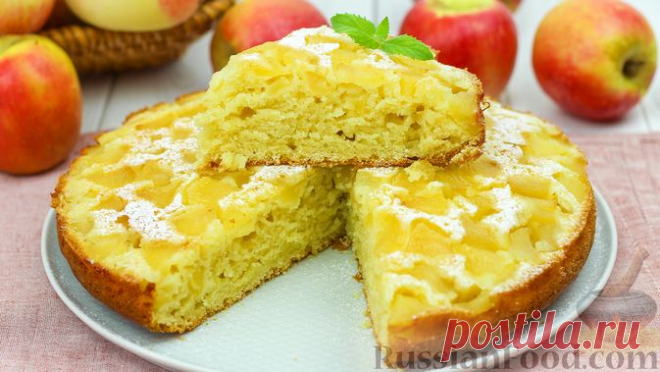 Рецепт: Постная шарлотка с яблоками на RussianFood.com