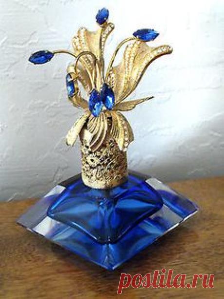 ANTIQUE COLBALT BLUE IRICE PERFUME BOTTLE~SAPPHIRE…