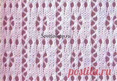 Ажурный узор спицами "клетки"