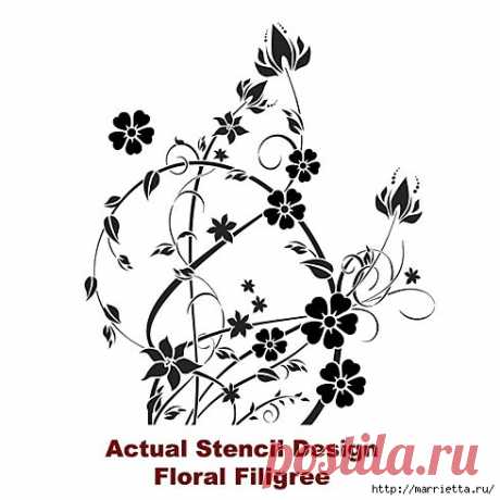 Растительный орнамент на стене. Роспись