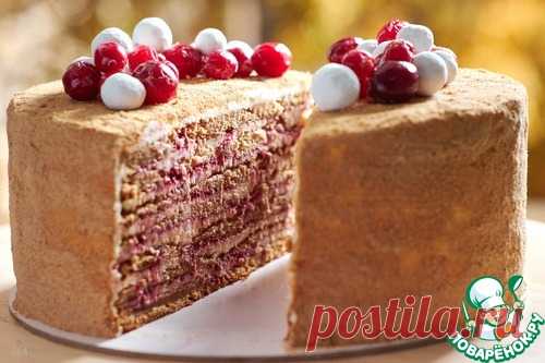 Заварной медовик с клюквой – кулинарный рецепт