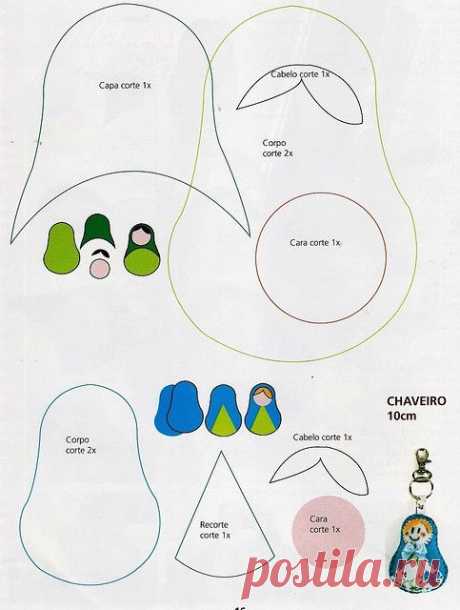 (3) Free Felt Matryoshka Key Chain Charm Pattern / Template | dotti's doll stuff