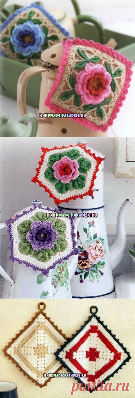 Самые красивые прихватки с розами крючком