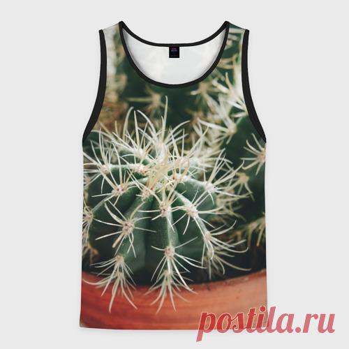 Мужская майка 3D Кактусы - фотография Майка 3D изготовлена из гладкой, тактильно приятной синтетической ткани