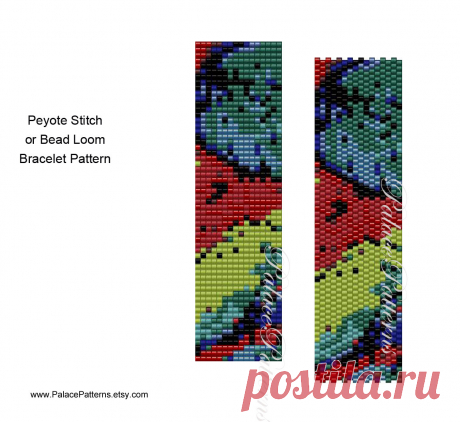 8/0 Bead Peyote Bracelet Pattern - 8/0 Seed Bead Pattern - 8 Bead 17 - Bead Loom Bracelet Pattern for Large Beads This bracelet pattern is for even count peyote stitch or bead loom weaving, using a generic 8/0 seed bead color palette. Because it uses large beads, it will work up really fast. Great for making gifts. Peyote version is shown.

There are 10 colors.  

This is a perfect pattern for all of those boxes of beads you have in your stash.  I find it easier to just ma...