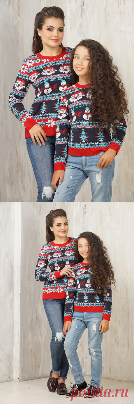 Family Look Новогодний от бренда VAY. Одинаковые джемпера для мамы и детей. Современный веселый комплект фэмили лук с новогодней тематикой (снеговики, дед морозы, елочки, снежинки), выполнен в технике жаккард. Ещё больше красивой вязаной одежды от марки ВЭЙ на наших сайтах. Официальное представительство бренда VAY: купить в розницу в магазине Согревай.ру https://www.sogrevay.ru/family-look/, оптовые закупки на Ньювэй.ру https://www.newvay.ru/family-look/.