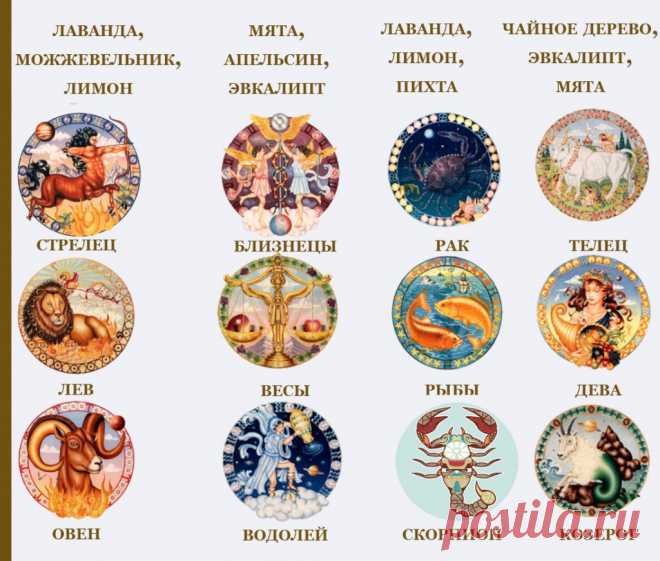 Таблица эфирных масел по знакам зодиака