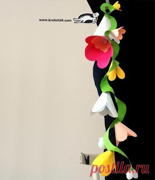 Цветочная гирлянда из бумаги — Поделки с детьми