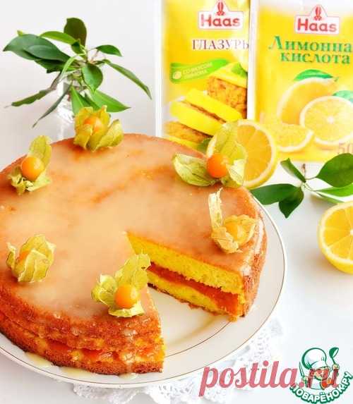 Лимонный пирог с медовой курагой