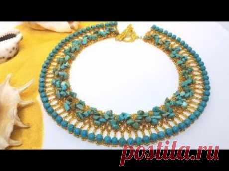 Колье из бисера ЕГИПЕТ. Колье в египетском стиле. Мастер класс от Натали Амаполы. Бисероплетение.