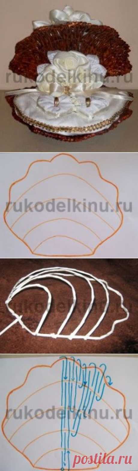 Ракушка-гребешок из газетных трубочек. Идея для плетения. |