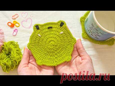 Подстаканник ЛЯГУШКА 🐸 крючком из остатков пряжи | Для начинающих