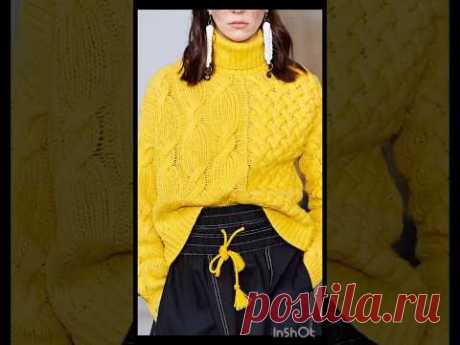 Схемы. Араны и жгуты в модном свитере🧶Pattern. Aran and cables in a stylish sweater #knitting #вяжу
