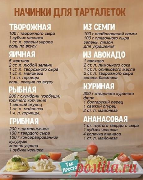 Подборка начинок для тарталеток, сохраните!!!