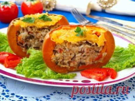 Фаршированная тыква, запечённая в духовке, рецепт с фото