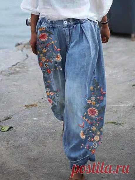 Loose Floral Print Wide-Leg Pants - SissiStyles.com
