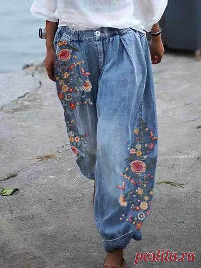 Loose Floral Print Wide-Leg Pants - SissiStyles.com