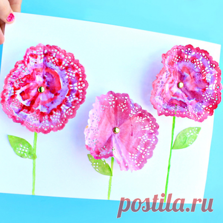 Цветочная поляна из бумажных салфеток | Всё для развития ребенка