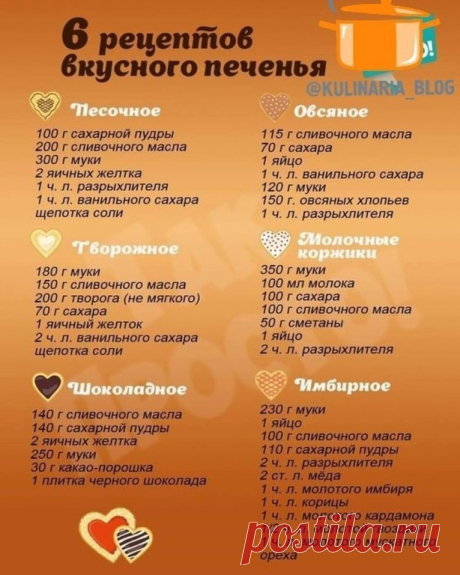 ТТОП-6 рецептов вкусного печенья
