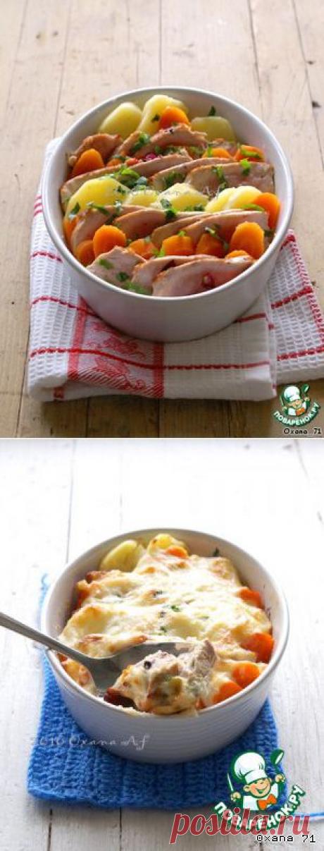 Морковно-картофельный гратин со свининой - кулинарный рецепт
