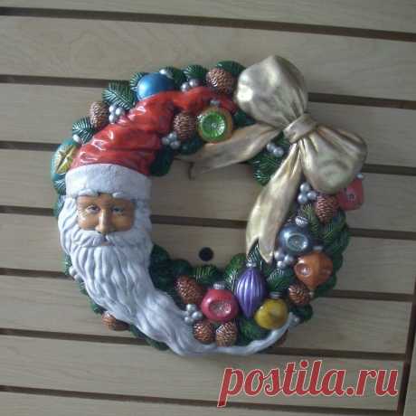 Outdoor Christmas decoration Santa Wreath door hanger | Etsy