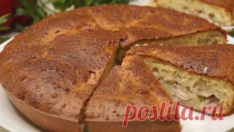 Быстрый Заливной пирог с курицей и картофелем.
