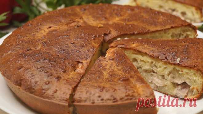Быстрый Заливной пирог с курицей и картофелем.