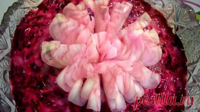Хризантена из лука. Цветы из лука. Украшения из овощей. Decoration of vegetables