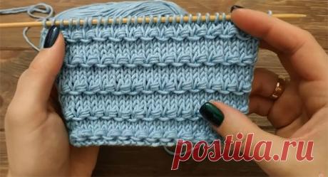 Узор "Узелки" - просто и интересно (спицами)