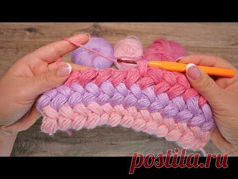 Узор из пышных столбиков крючком, видео ❤ Crochet Bean Stitch ❤ बुनना - YouTube