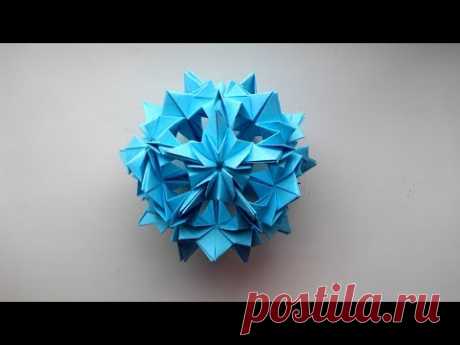 Шар Кусудама из бумаги. Новогодние Елочные Игрушки из бумаги