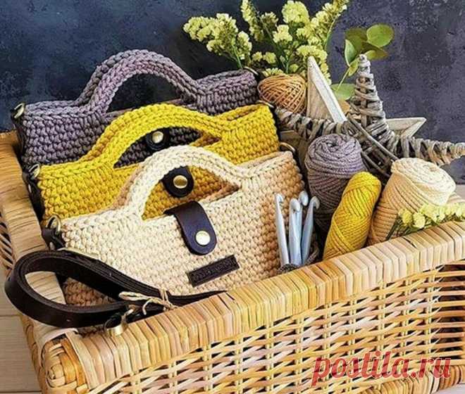 ღСтильные и модные сумки, связанные крючком (описание вязания и схемы)