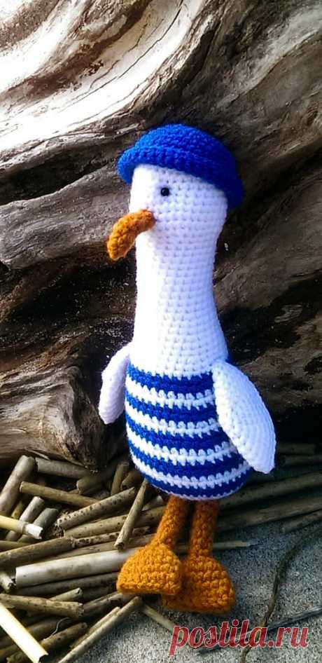 PDF Чайка крючком. FREE crochet pattern; Аmigurumi bird patterns. Амигуруми схемы и описания на русском. Вязаные игрушки и поделки своими руками #amimore - птица, птичка, чайка.